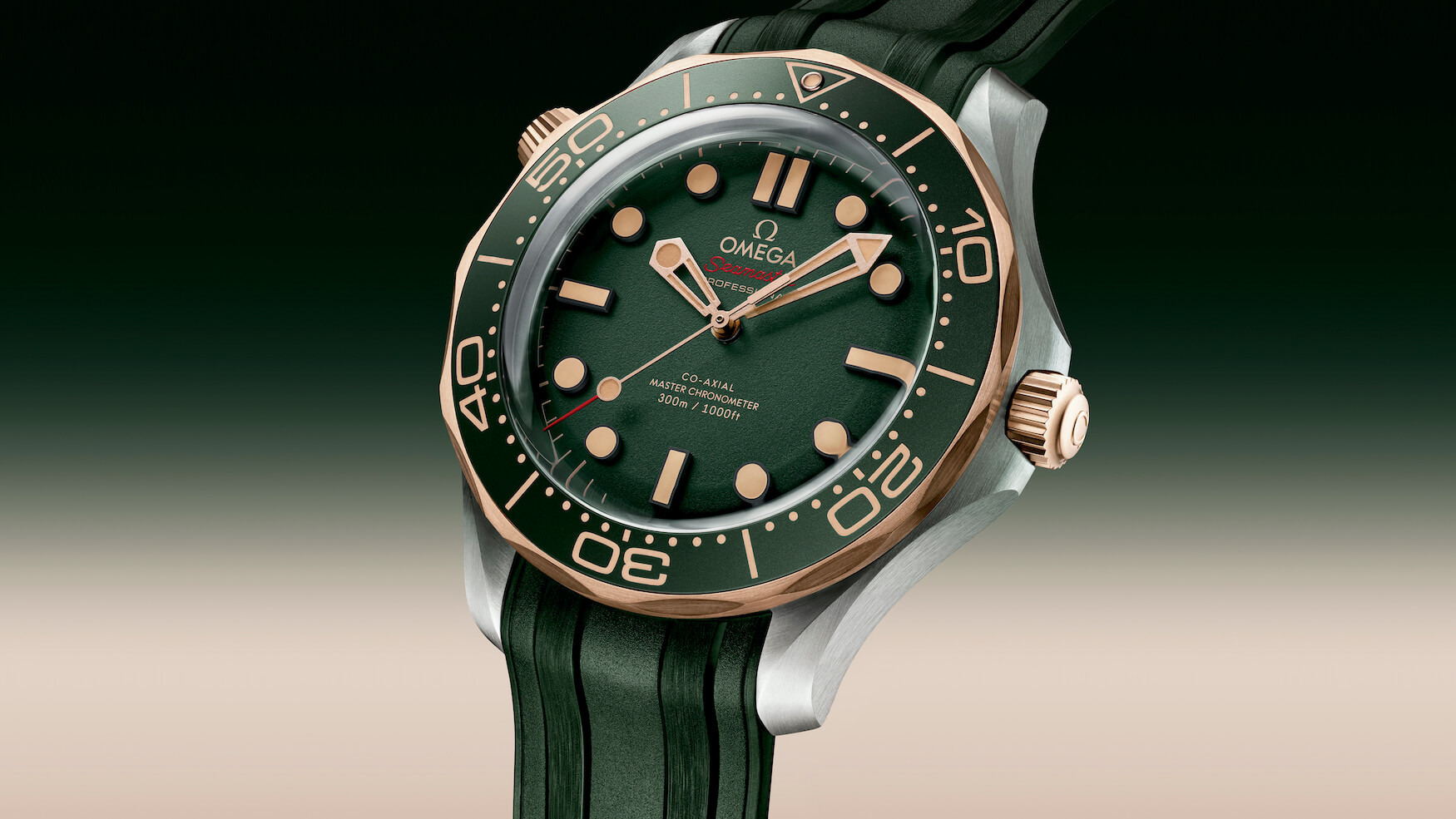 omega seamaster diver 300m titanium bronze gold green dial 10