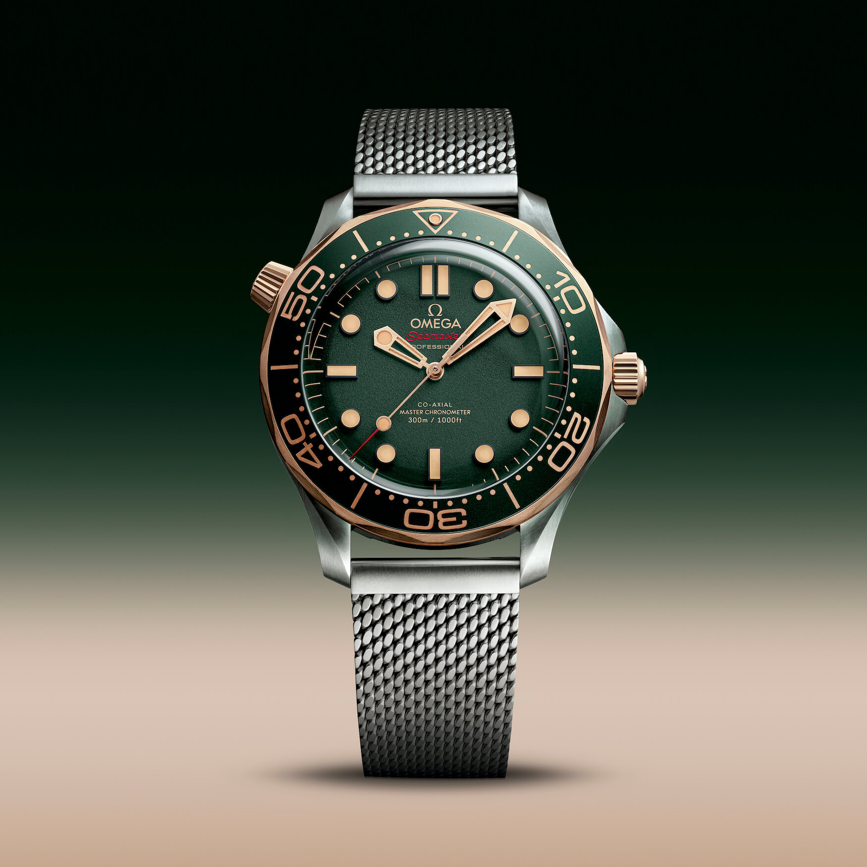 omega seamaster diver 300m titanium bronze gold green dial 2