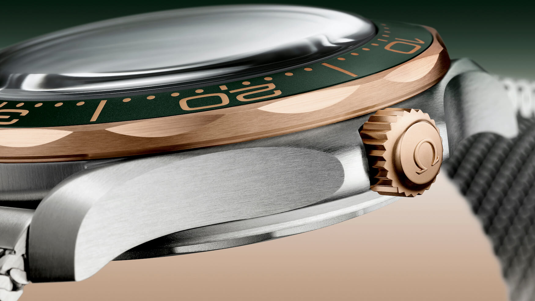 omega seamaster diver 300m titanium bronze gold green dial 3