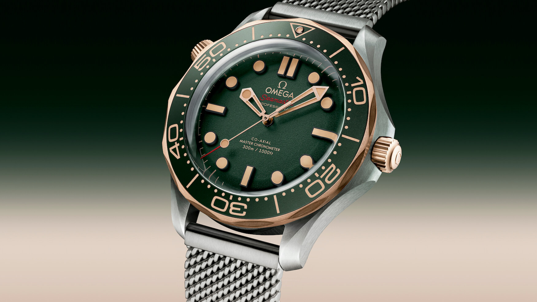 omega seamaster diver 300m titanium bronze gold green dial 6