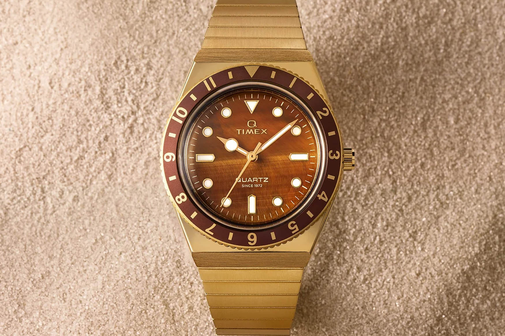 Q Timex Stone dial tigers eye